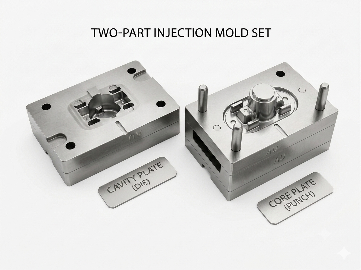 Two-Part Injection Mould Set — Cavity & Core Plates
